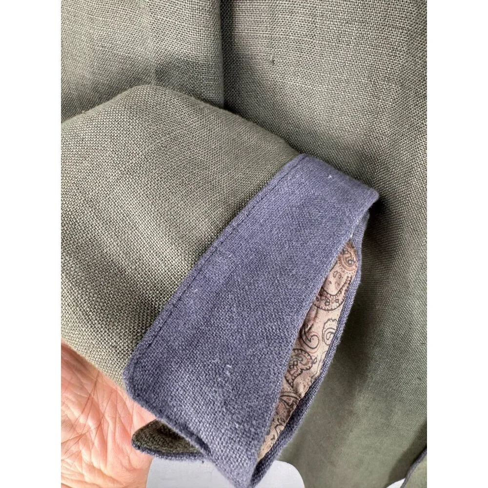 Lodenfrey Linen academia‎ embroidered military blazer olive 90s sz 46(L/XL)
